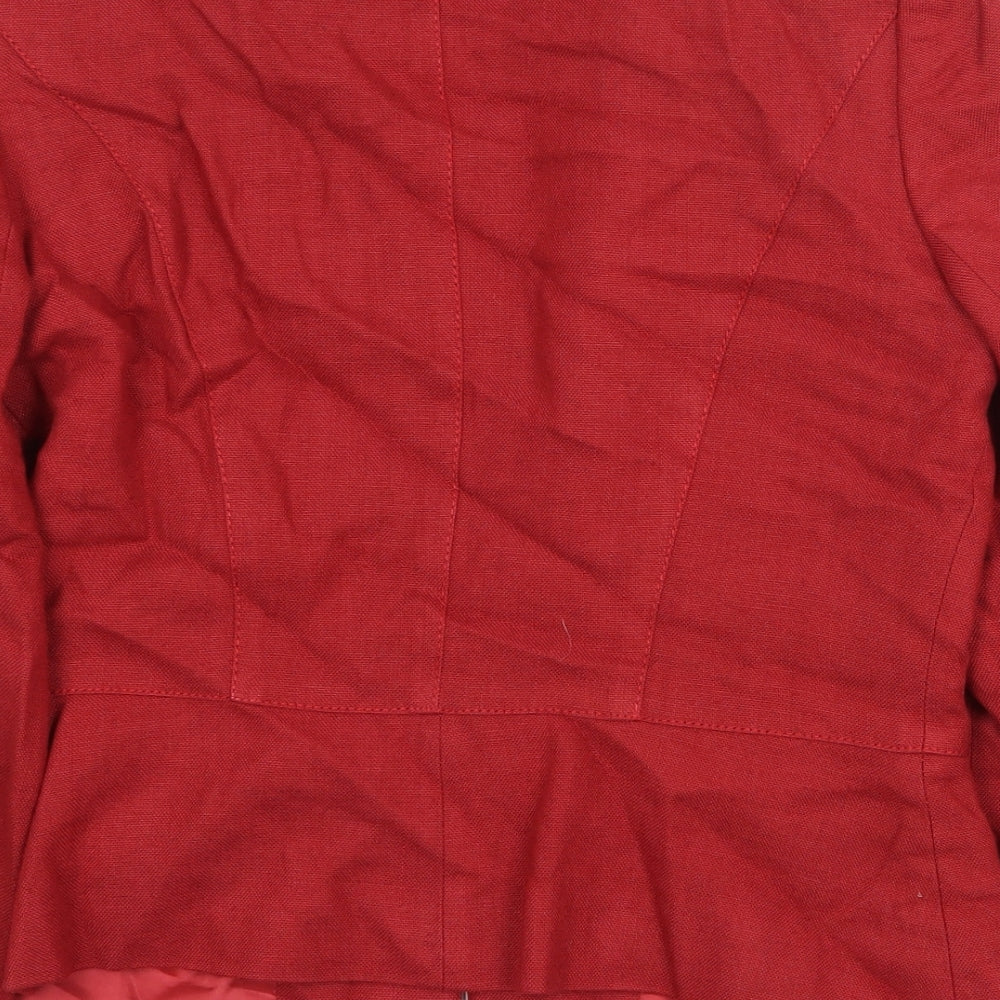 Principles Womens Red Viscose Jacket Blazer Size 12