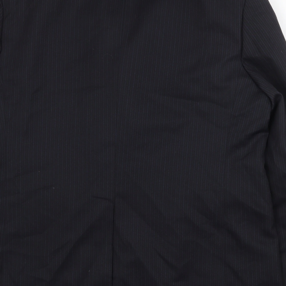 Mens UK Size 46 Pinstripe Regular Black Suit Jacket