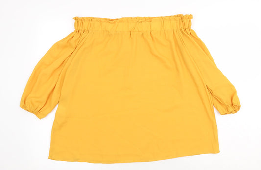 Womens UK Size XL Preworn Yellow Basic Blouse