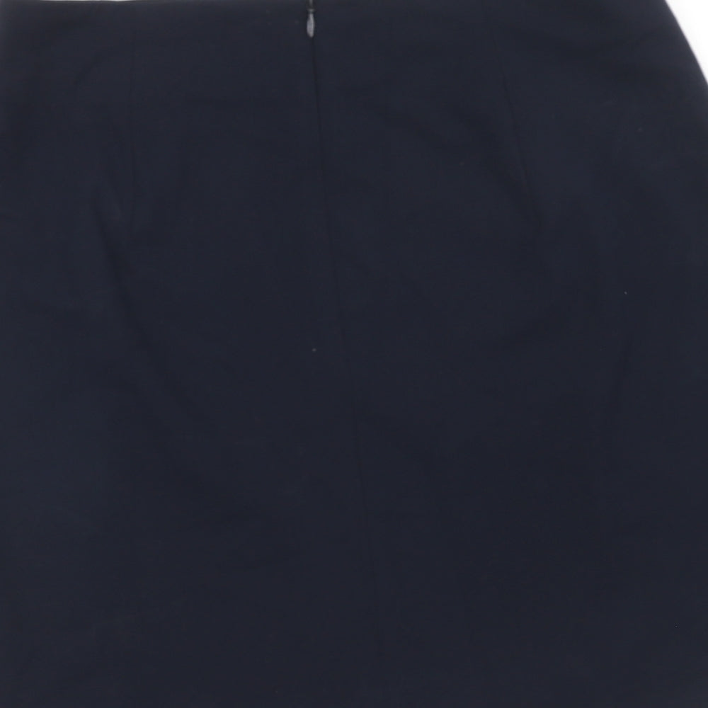 Marks and Spencer Womens Blue Polyester A-Line Skirt Size 10 Zip