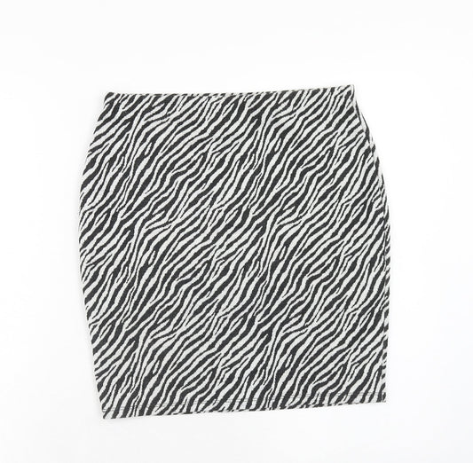 Dorothy Perkins Womens Black Animal Print Polyester Straight & Pencil Skirt Size 10 - Zebra Pattern