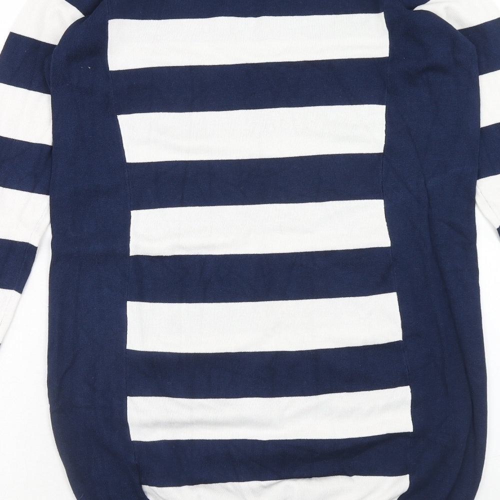 Capsule Womens Blue Striped Viscose Jumper Dress Size 8 Round Neck Pullover - Size 8-10