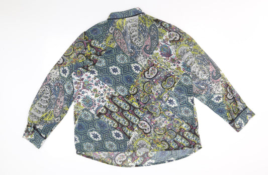 Daxon Womens Multicoloured Geometric Polyester Basic Blouse Size 16 V-Neck