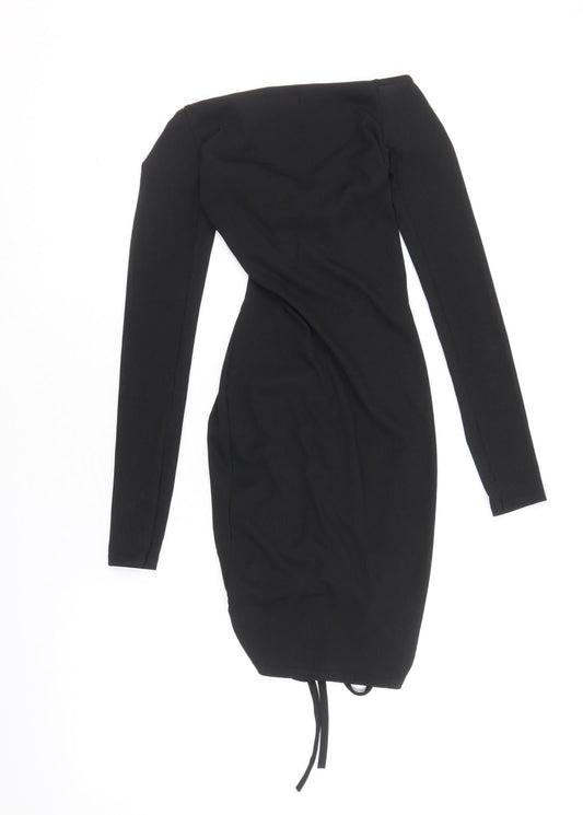 PRETTYLITTLETHING Womens Beige Polyacrylate Fibre Bodycon Size 6 Off the Shoulder Pullover