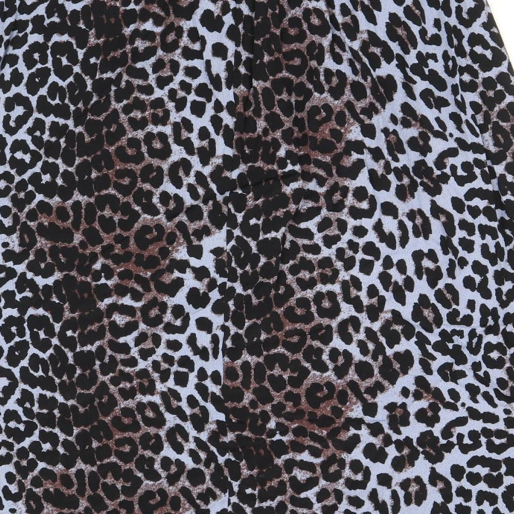 b.young Womens Blue Animal Print Viscose Peasant Skirt Size 10 - Leopard Pattern
