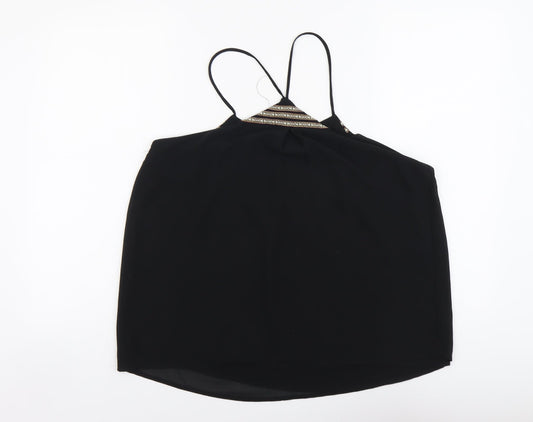 Daisy Street Womens Black Polyester Basic Blouse Size L V-Neck