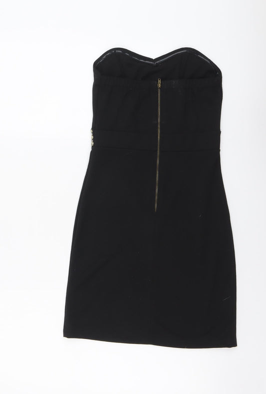 TFNC London Womens Black Viscose Bodycon Size XS Sweetheart Zip