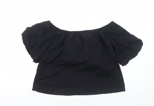 Womens UK Size 10 ASOS Black Cropped Blouse