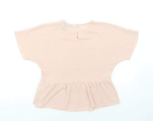 Womens UK Size 6 New Look Pink Cropped T-Shirt