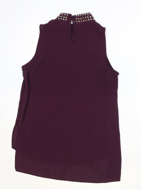 Atmosphere Womens Purple Polyester Basic Blouse Size 12 Round Neck