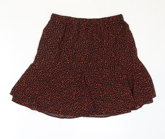 Marks and Spencer Womens Black Geometric Polyester Skater Skirt Size 10