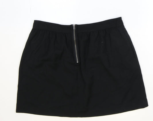 Gap Womens Black Polyester A-Line Skirt Size 10 Zip