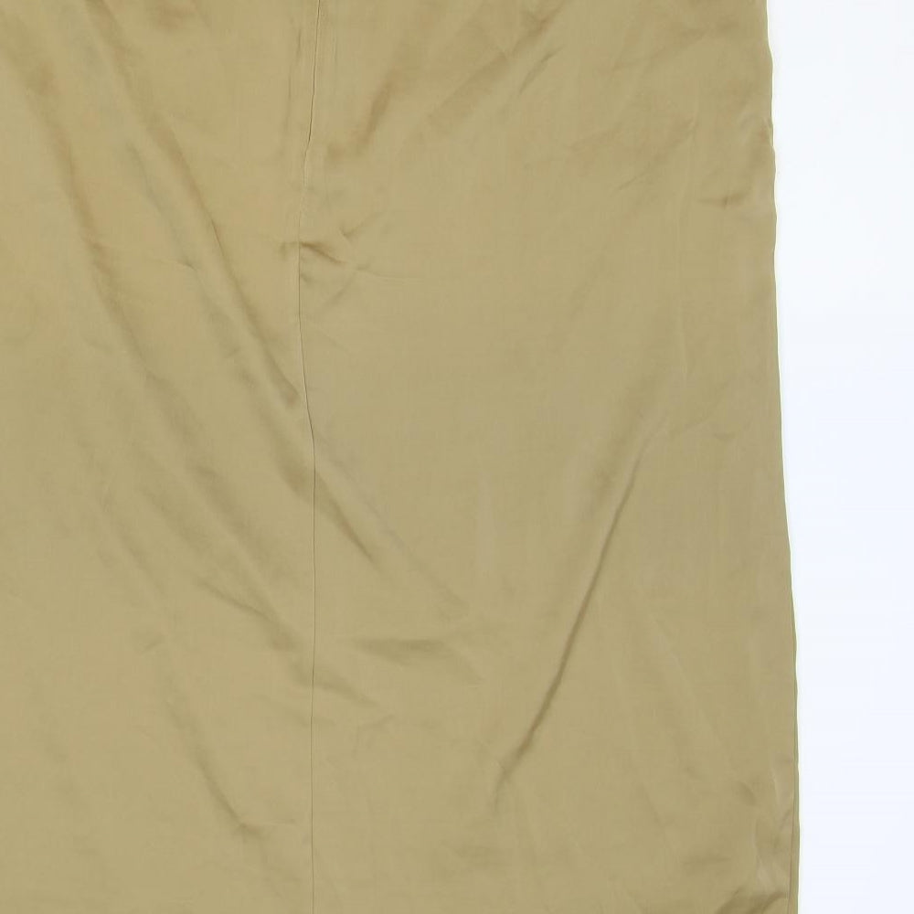 Marks and Spencer Womens Brown Polyester A-Line Skirt Size 20 Zip