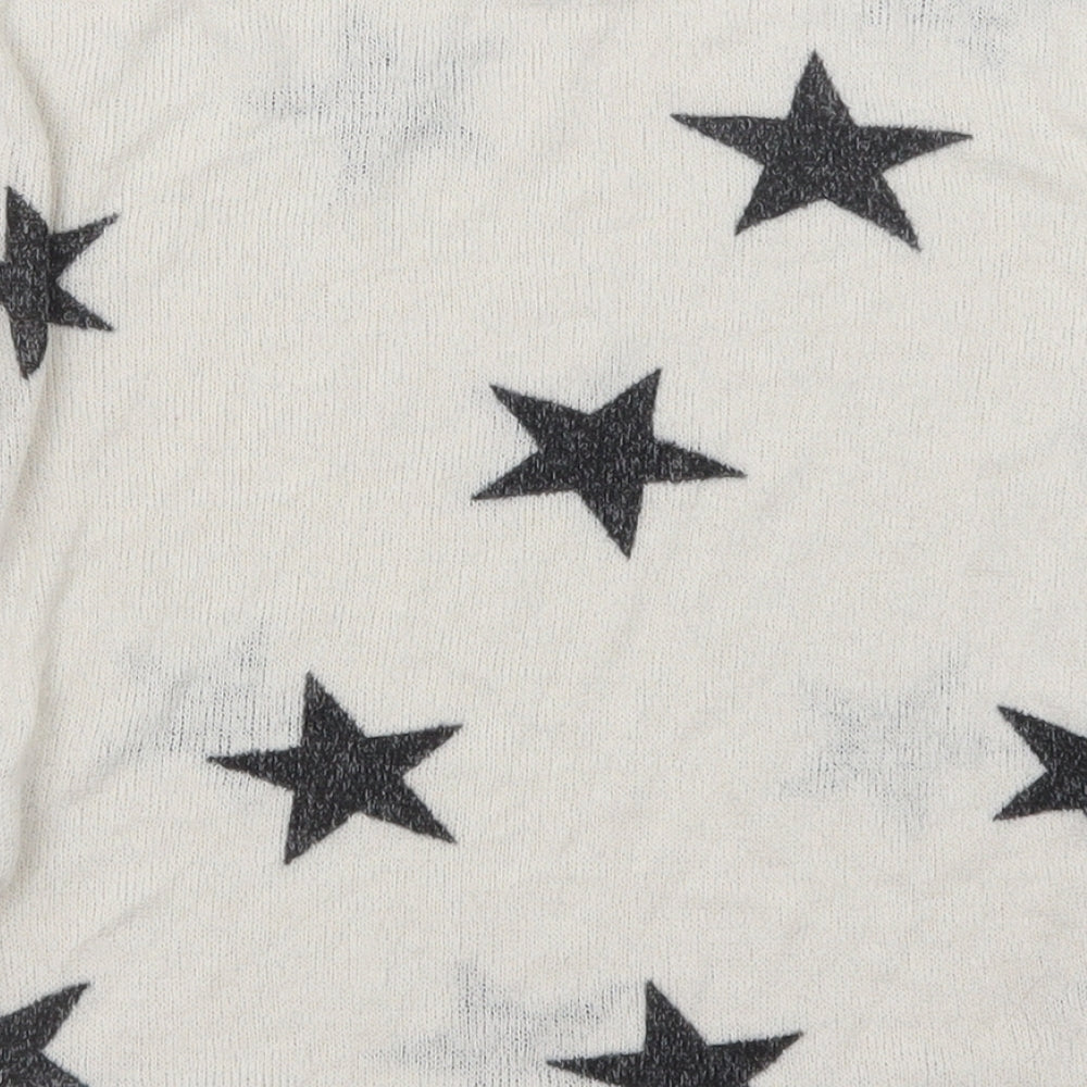 H&M Girls White Scoop Neck Geometric Viscose Pullover Jumper Size 9-10 Years Pullover - Stars