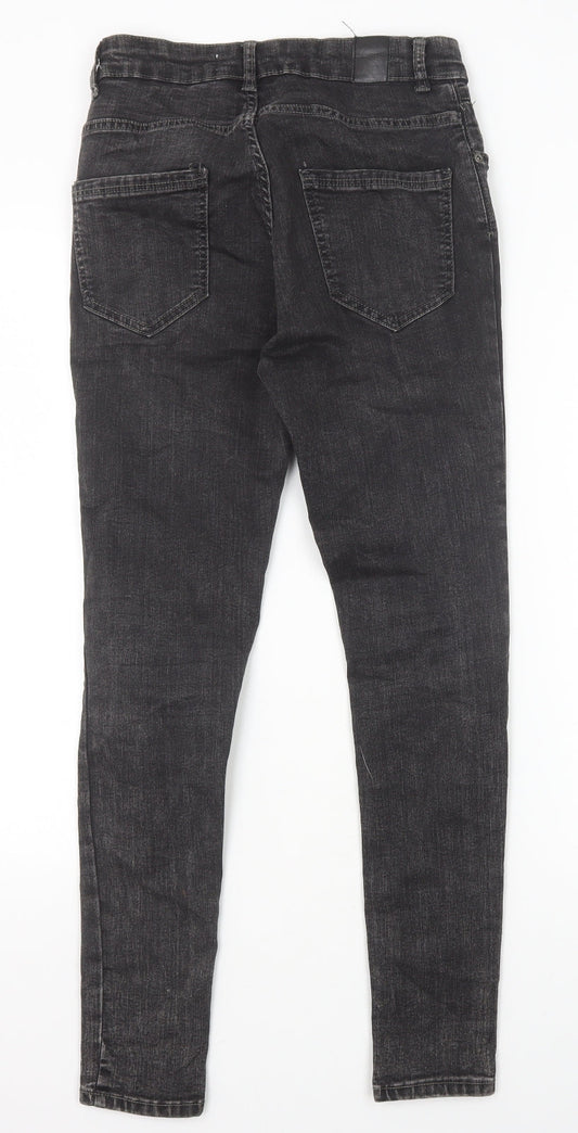 Zara Womens Black Cotton Skinny Jeans Size 10 Slim Zip