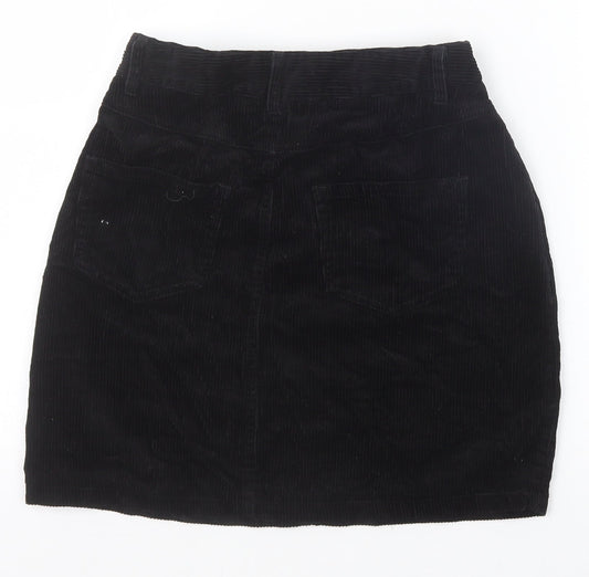 New Look Womens Black Cotton A-Line Skirt Size 8 Zip