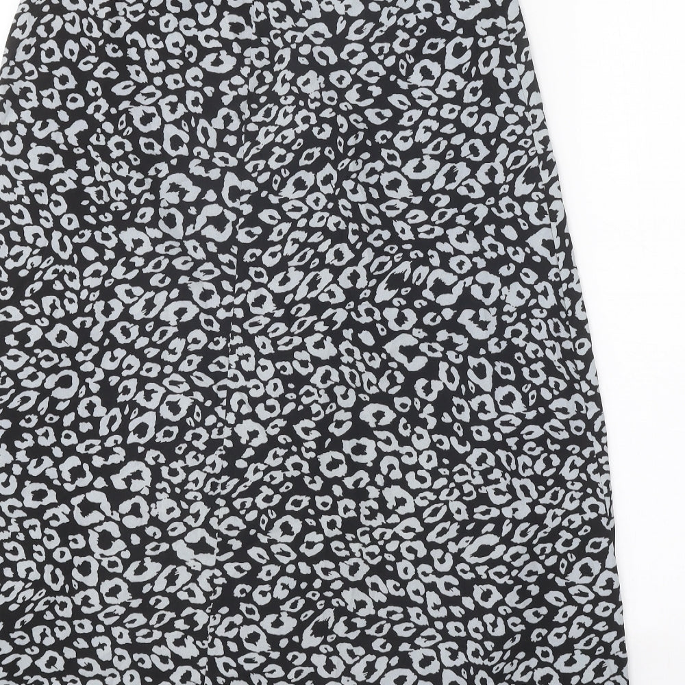 SheIn Womens Black Animal Print Polyester Peasant Skirt Size S Zip - Leopard Pattern