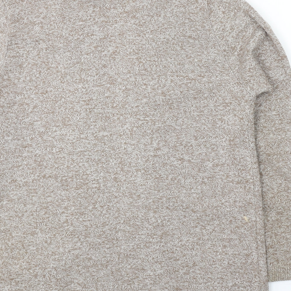 Envy Womens Beige V-Neck Acrylic Cardigan Jumper Size M - Size M-L