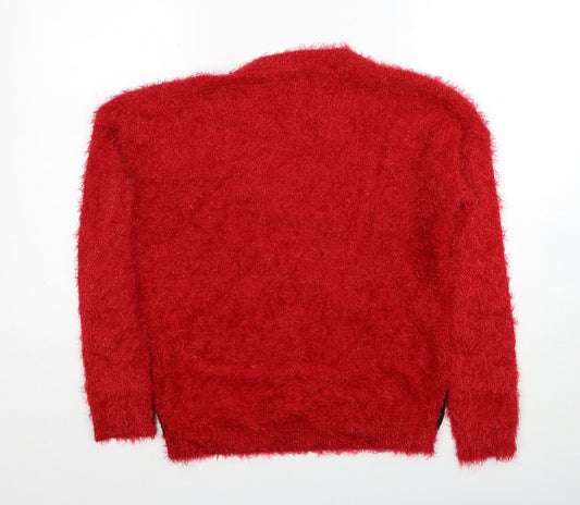 Womens UK Size S Papaya Red Pullover Jumper