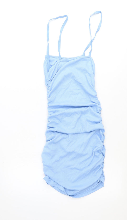 SheIn Womens Blue Polyester Mini Size XS Square Neck Pullover