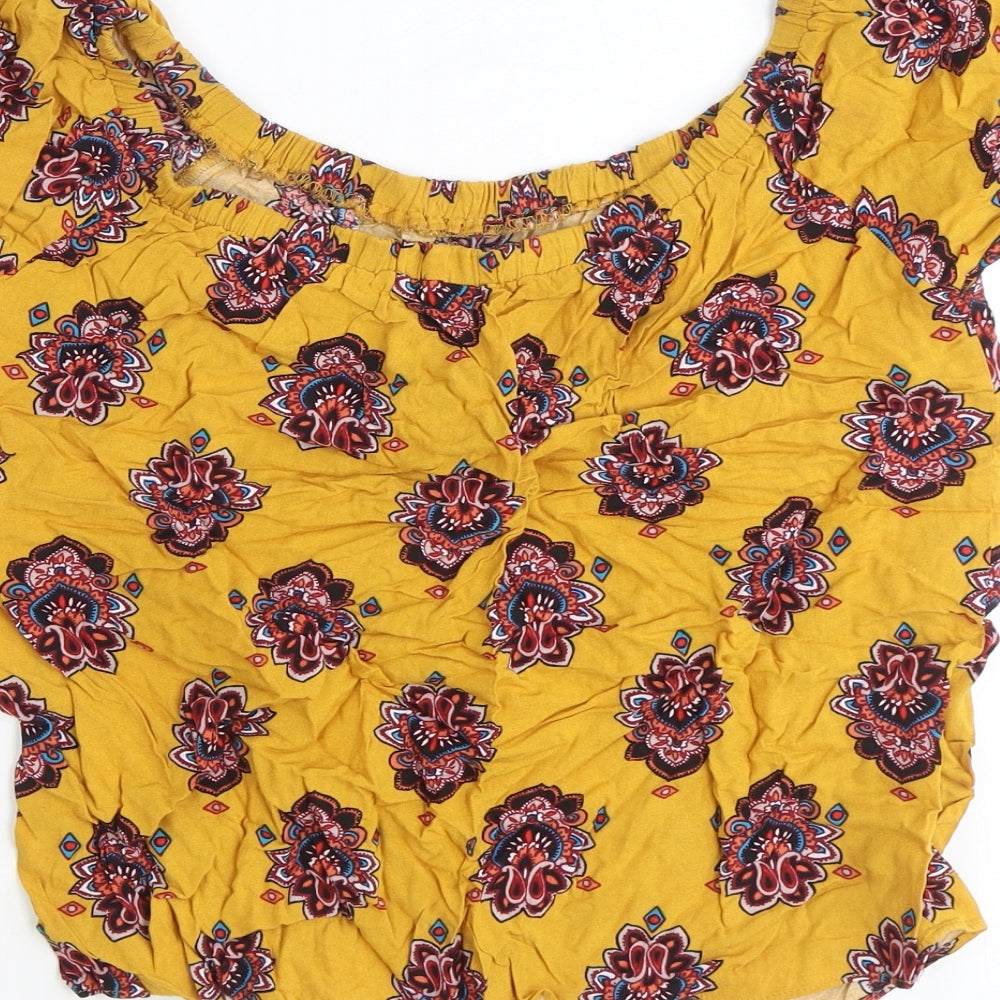 Womens UK Size 12 Preworn Yellow Basic Blouse