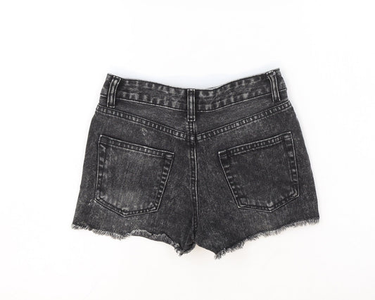 Denim Co. Womens Black Cotton Cut-Off Shorts Size 4 Regular Zip