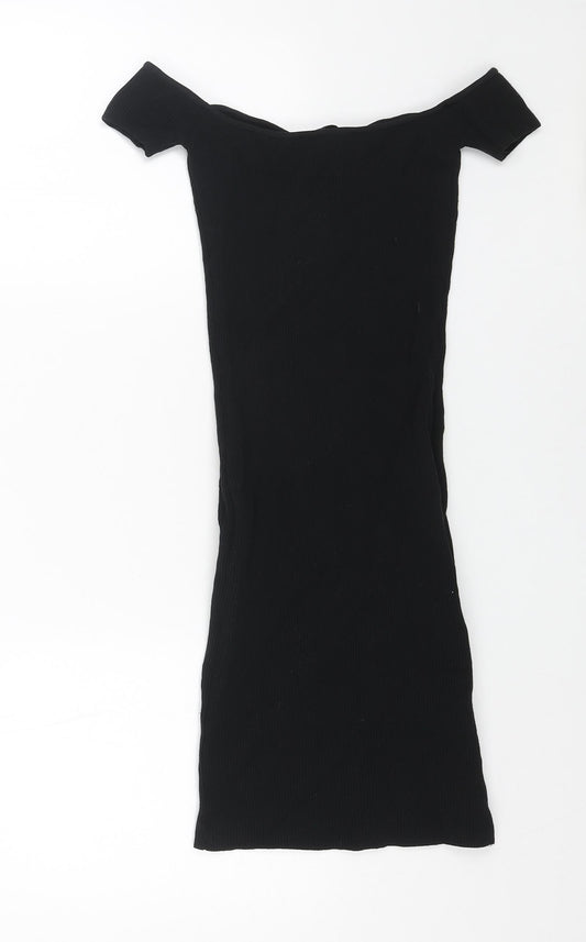 Bershka Womens Black Polyester Shift Size XS Sweetheart Pullover