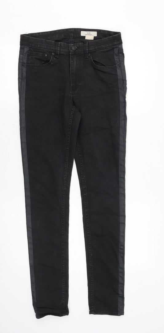Mens UK Size 28 in &Denim Slim Fit Skinny Black Jeans