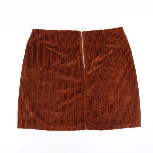 George Womens Orange Cotton A-Line Skirt Size 36 in Zip