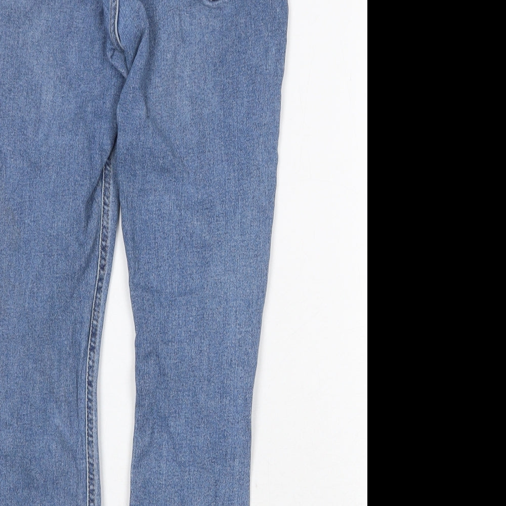 Topshop Womens Blue Cotton Straight Jeans Size 28 in Regular Zip