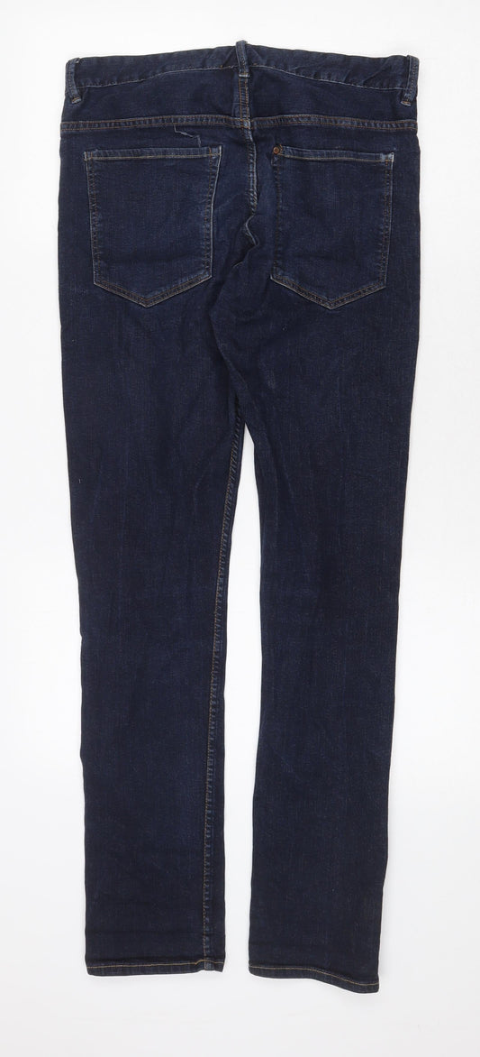 Womens UK Size 32 in H&M Regular Fit Straight Blue Jeans