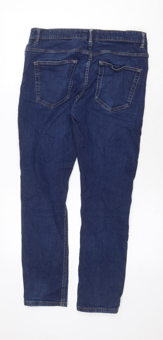 NEXT Womens Blue Cotton Straight Jeans Size 32 in Regular Zip