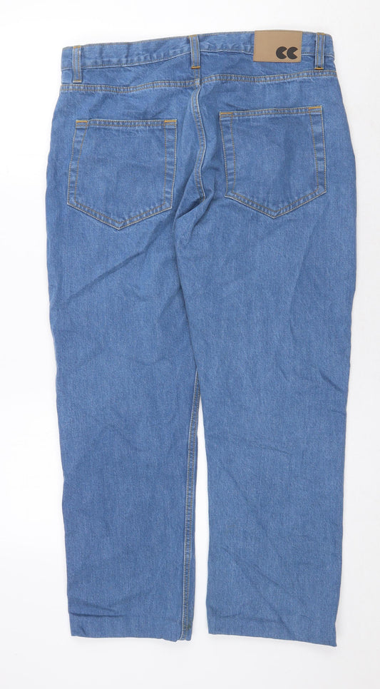 Very Womens Blue Cotton Straight Jeans Size 34 in Regular Zip