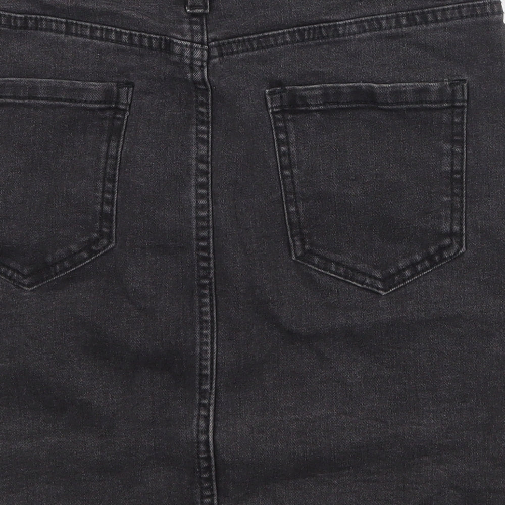 Boohoo Womens Grey Cotton A-Line Skirt Size 6 Zip