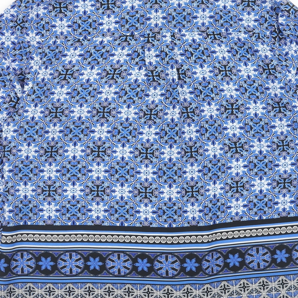 Womens UK Size 10 Papaya Blue Basic Blouse