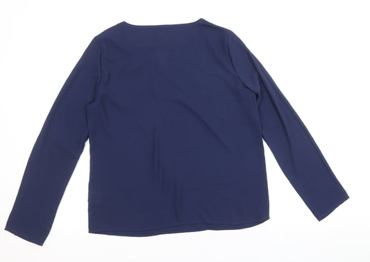 SheIn Womens Blue Polyester Basic T-Shirt Size S Scoop Neck