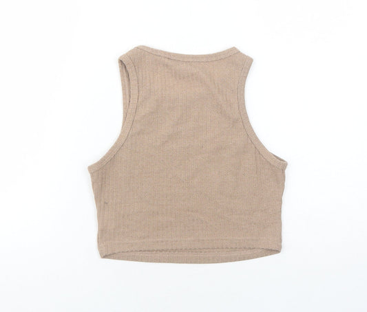 SheIn Womens Brown Polyester Basic Tank Size XS Round Neck