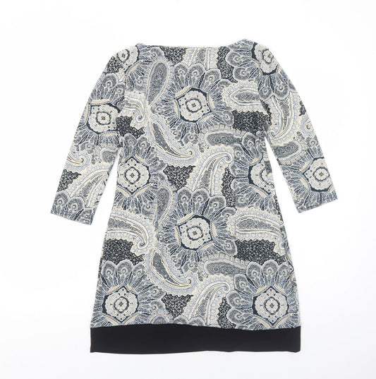 Atmosphere Womens Grey Geometric Polyester A-Line Size 10 Round Neck Pullover