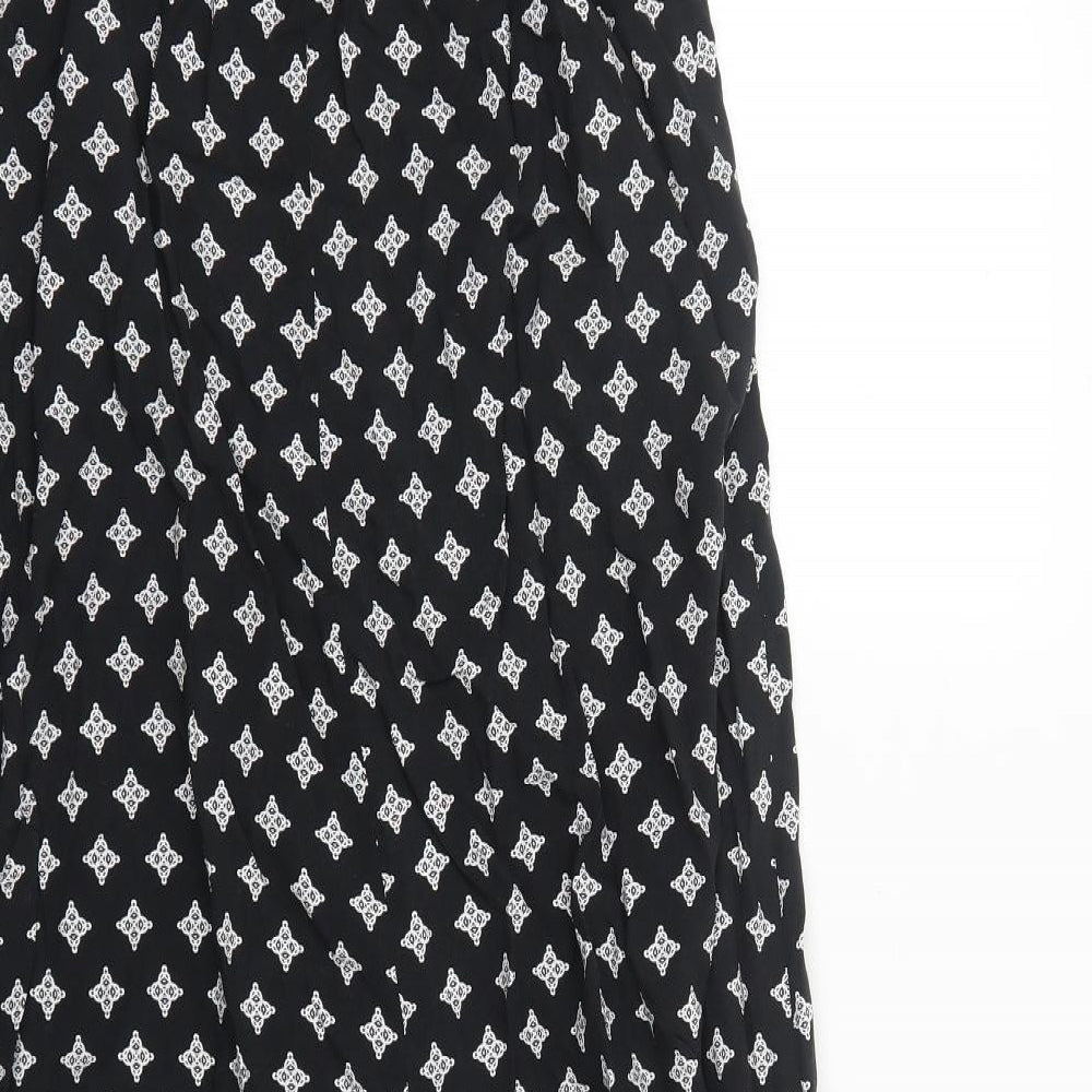 Gap Womens Black Geometric Viscose Maxi Size S V-Neck Pullover