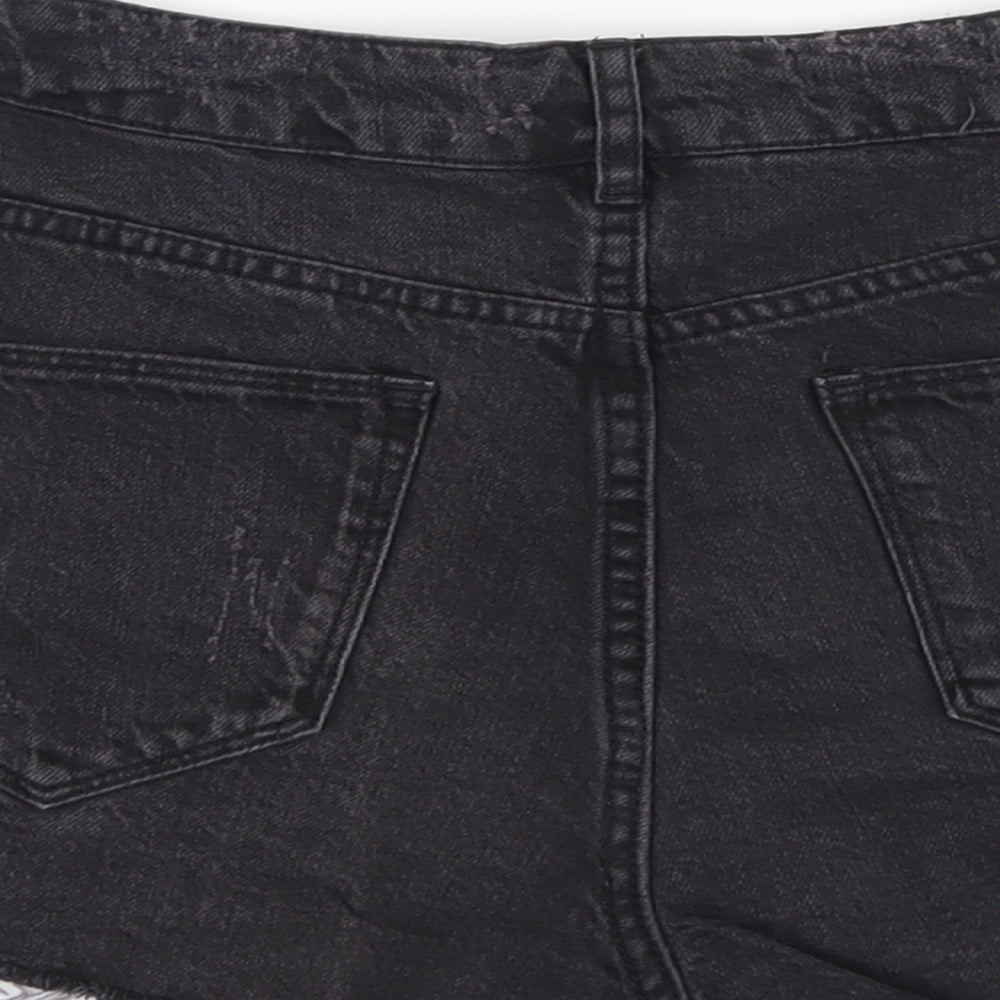 H&M Womens Black Cotton Cut-Off Shorts Size 8 L3 in Regular Button