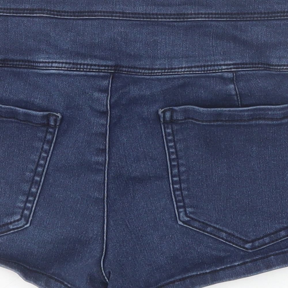 FOREVER 21 Womens Blue Cotton Hot Pants Shorts Size 26 in Regular Zip