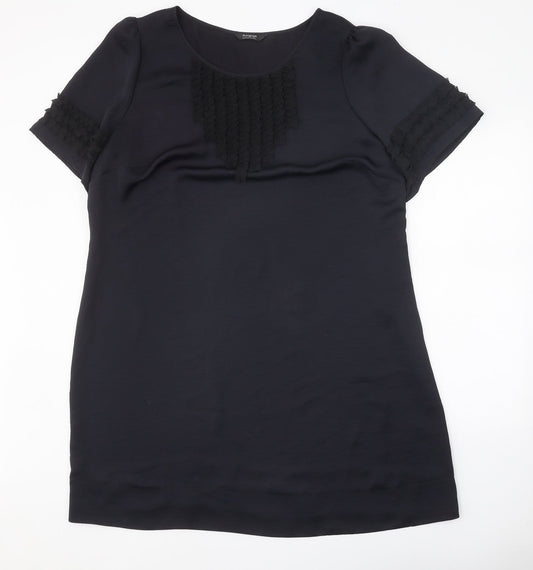 Autograph Womens Black Polyester A-Line One Size Round Neck Pullover