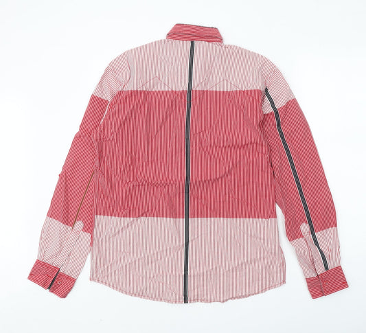 Volume Zero Mens Red Striped Cotton Button-Up Size XL Collared Button