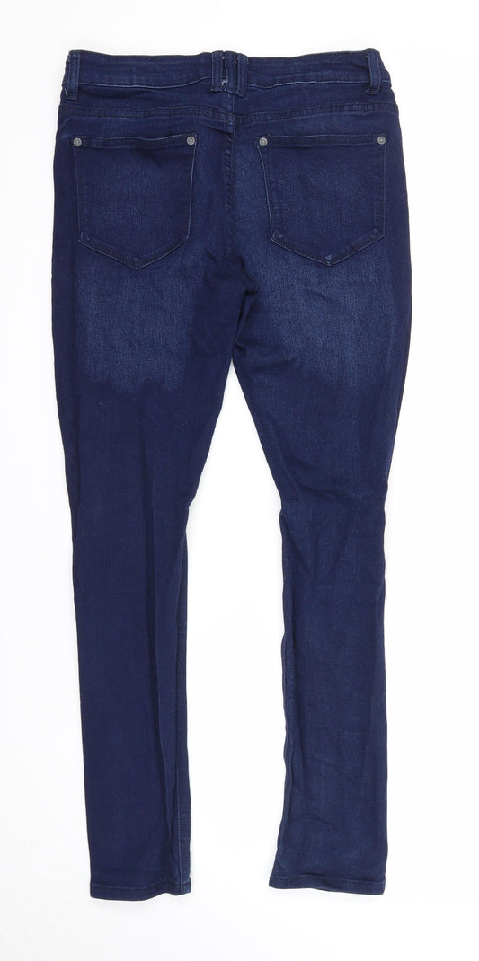 Boohoo Mens Blue Cotton Skinny Jeans Size 34 in Regular Zip