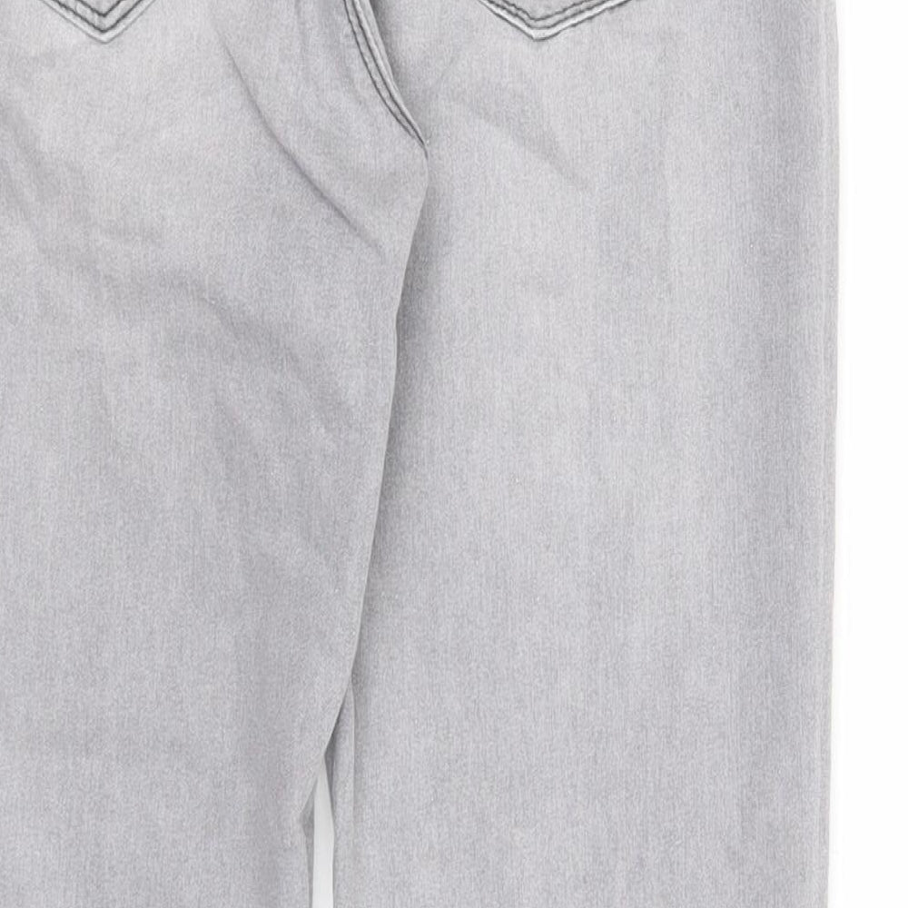 Denim & Co. Womens Grey Cotton Straight Jeans Size 6 Regular Zip - Distressed Hems