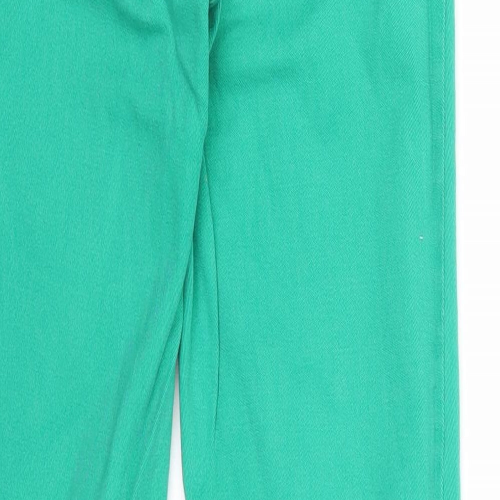 Miss Selfridge Womens Green Cotton Skinny Jeans Size 6 Regular Zip - Distressed Hems