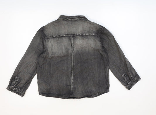 BDG Womens Grey Cotton Basic Button-Up Size S Collared