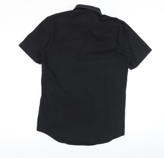 Taylor & Wright Mens Black Cotton Button-Up Size 14.5 Collared Button