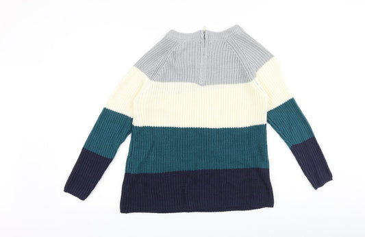 Intuition Womens Multicoloured Scoop Neck Striped Acrylic Pullover Jumper Size 12