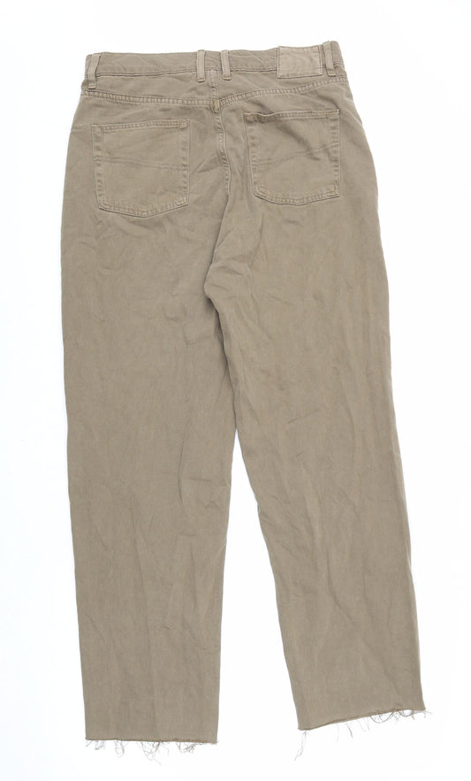 COLLUSION Mens Beige Cotton Straight Jeans Size 30 in L32 in Regular Zip - Distressed Hems